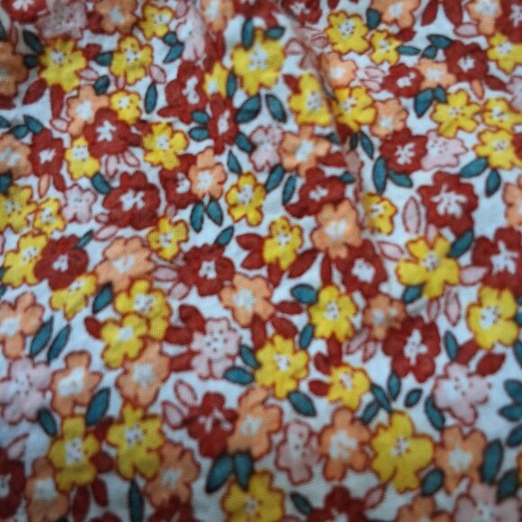 MinkPink Womens L Orange Multicolor Ditzy Floral Peasant Midi Dress - Picture 11 of 11